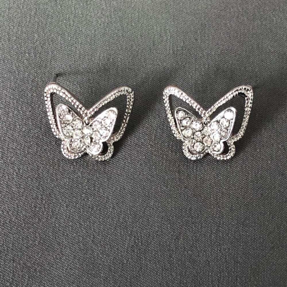 Butterfly jeweled earrings.